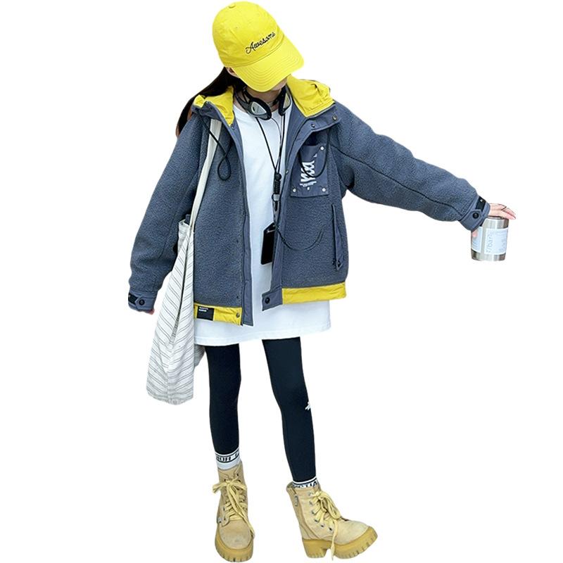 赤ちゃん服 上衣 うしろ帯 アウター 秋冬 中綿入り口・入口 ボンネット付き添い人 前掛け 心地好い ガールズ 赤ちゃん キッズ 8歳 9歳 10歳 11歳 12歳 13歳 14歳 15歳 16歳 薄墨色 象牙色 ポリエステル