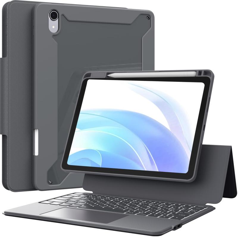 CHESONA iPad 10/11世代 キーボード 縦向き/横向きモード マグネット着脱式 取り外し可能な独立型ケース キーボード 多機能タッチパッド搭載 7色バックライト 15°～180°調整可能ブラケット落下