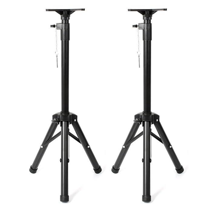 スピーカースタンド 2個セット 高さ調節可 約100～180cm 折りたたみ ペア スタンド 三脚タイプ 耐荷重50kg ボルト固定可 マウントホール 35mm 大型 ポータブル 拡声器