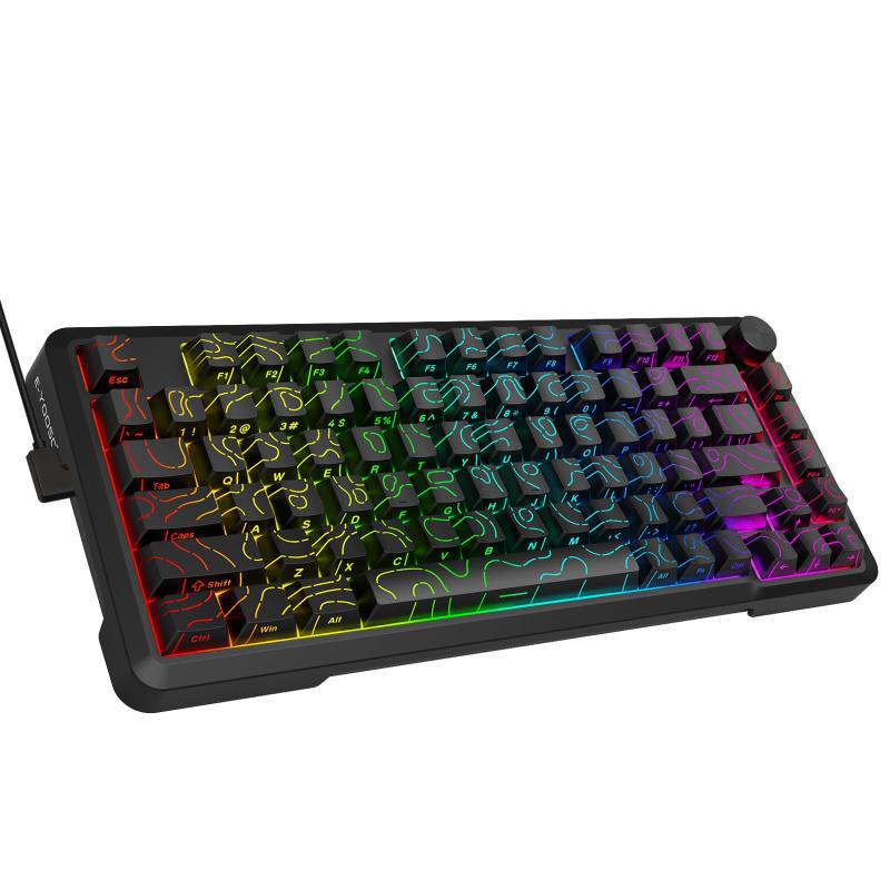 Z82 ゲーミングキーボード プレ潤滑銀軸 75%英語配列 81キー 有線メカニカルキーボード ホットスワップ 3/5 ピン対応 静音ガスケ