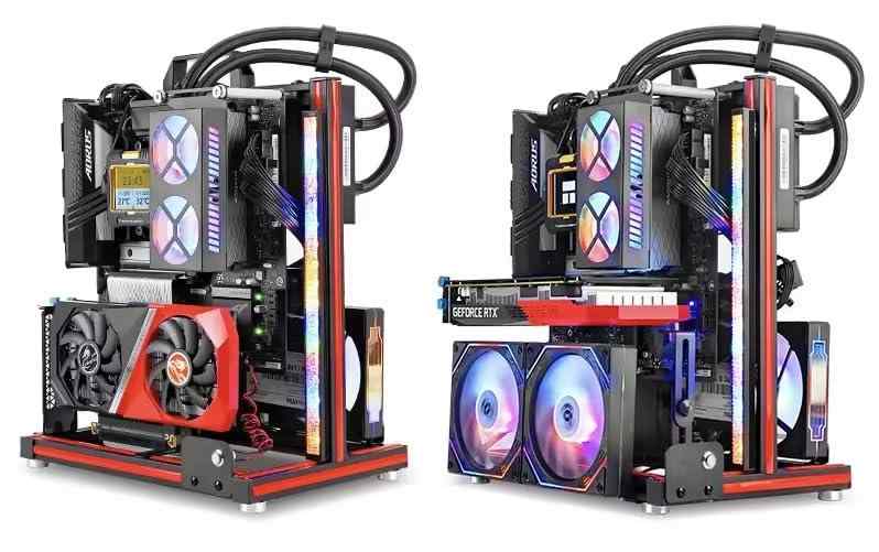 zmart METALFISH BlockCase アルミオープンフレームケース ATX/M-ATX マザーボード GPU マウント 水平 240 ウォータークーラー ゲーミングキャビネット オープンフレームPCケース ベンチテーブルPC ゲー