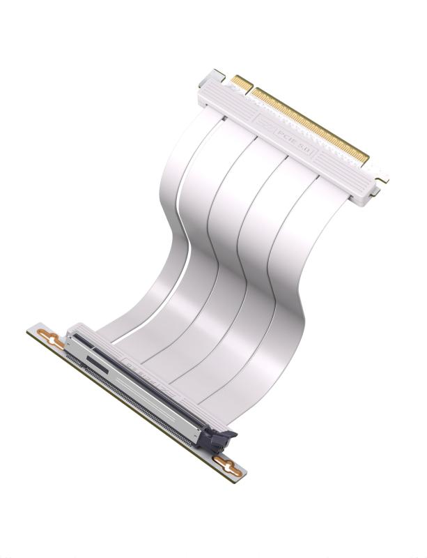 EZDIY-FAB PCIe 5.0 x16 ライザーケーブル 64GB/s 超高速転送 RTX 50/40・RX 9000/7000 対応 GPU垂直マウントブラケット PCIe 4.0/3.0 下位互換 - ホワイト