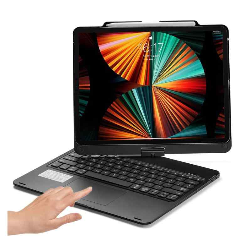 360度回転 iPad Pro 12.9インチ 2021 キーボードケース タッチパッド搭載 バックライト 一体型 折り畳み iPadPro12.9 第 5 世代 4 世代 3 世代 カバー トラックパッド Apple Pencil 充電 収納可能