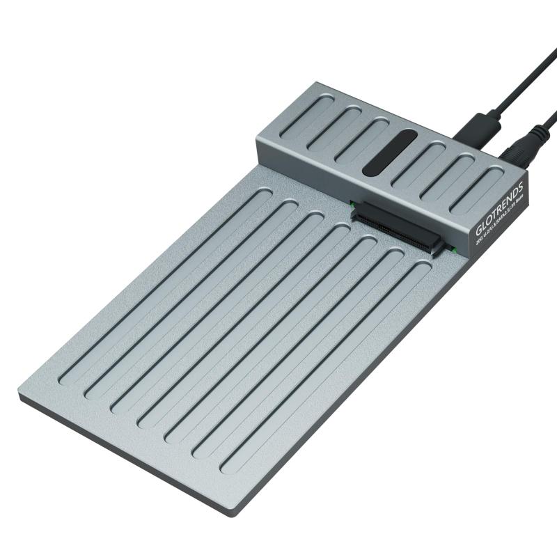 GLOTRENDS H9 20Gbps USB-C to 2.5/3.5インチ U.2/U.3 & SATA SSD/HDD フラットドッキングステーション、RTL 9220コントローラー、アルミ合金ボディ、USB C to CおよびC to A