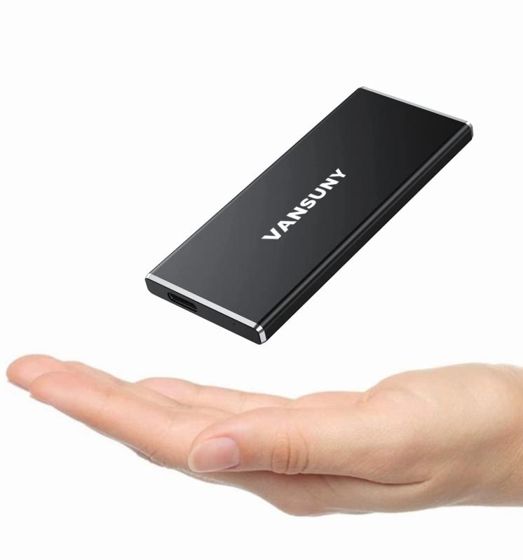 Vansuny SSD 外付け USB3.2 Gen1 読込速度500Mb/s PS5/PS4メーカー動作確認済 コンパクト外付けSSD 超高速 超小型 超薄型(ブラック）