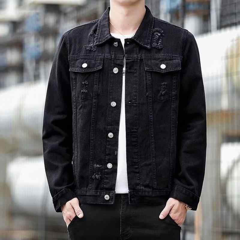 デニム ジャケット 男性用 ブルゾン Gジャン アウター カジュアル ゆったり ブラック ウォッシュ加工