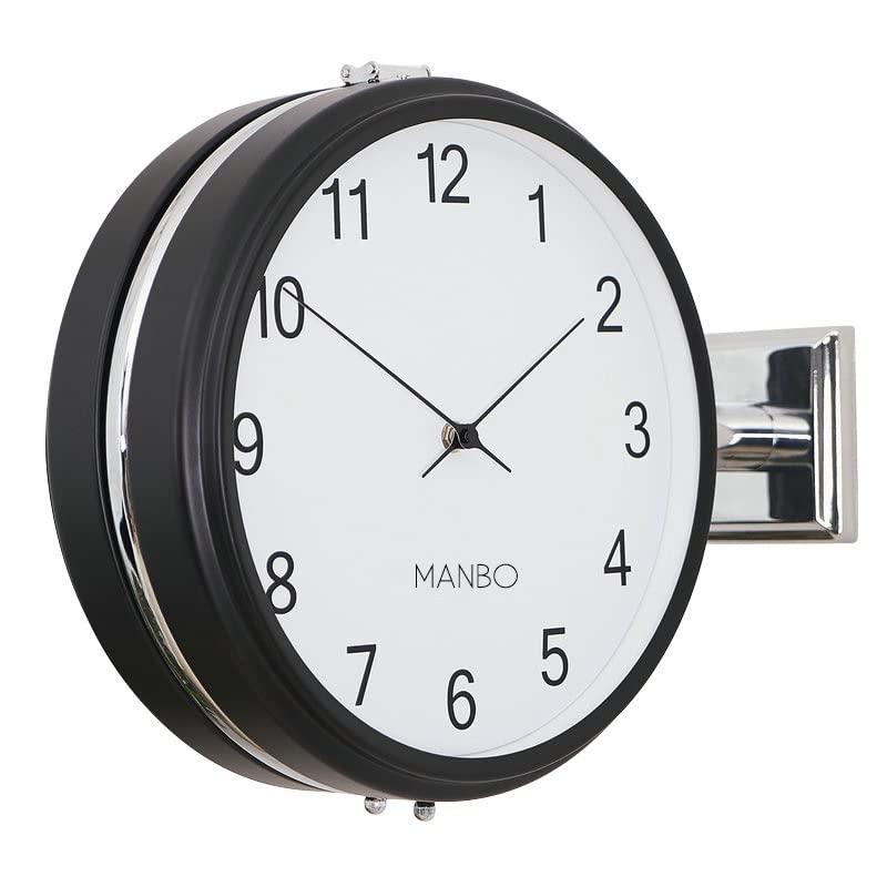 両面電波時計ｍａｎｂｏ-s 直径31cm 掛け時計 おしゃれ アンティーク 壁掛け時計 北欧 時計 インテリア