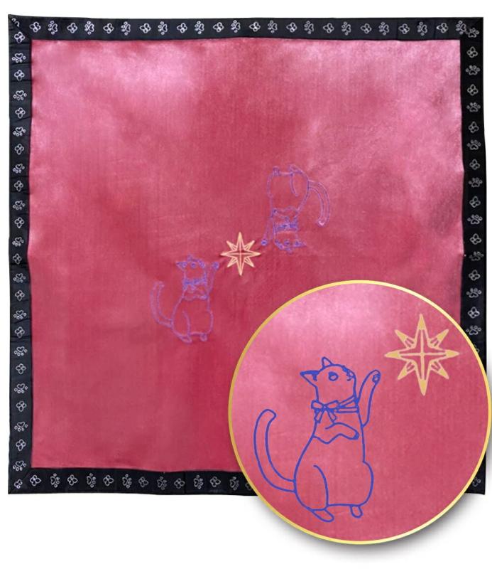 タロットクロス リーディングサポートクロス【ドリーミングキャットエディション】65cm×65cm 高級ベルベット