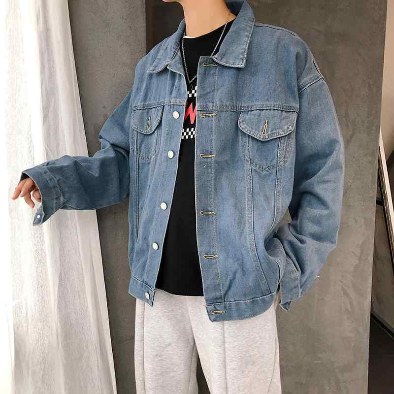 ジャケット メンズ デニムジャケット Gジャン 長袖 ルーズ 韓国風 無地 カジュアル ブルゾン アウター 秋 黒 青