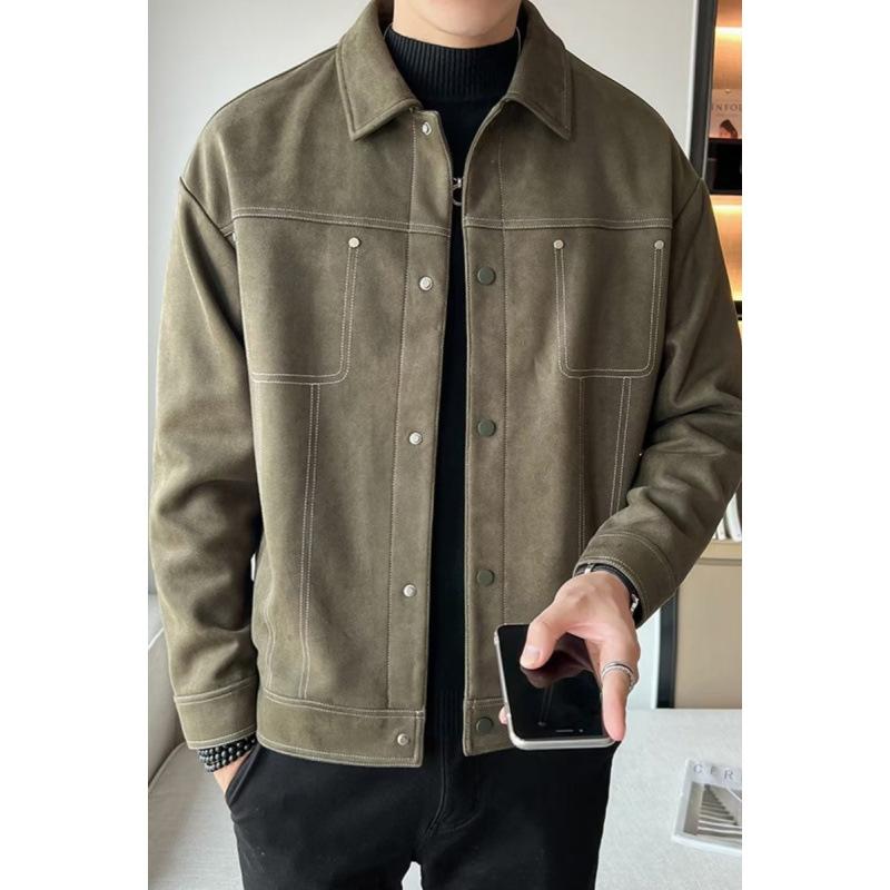 デニム ジャケット 男性用 春秋 韓国 ファッション カジュアル トップス デニム アウター リブ 普段使い M L XL 2XL 3XL ブラック グリーン
