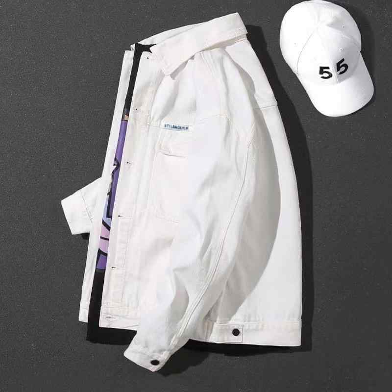 ジャケット 男性用 デニムジャケット ライトアウター ワークジャケット ブルゾン Gジャン ゆったり 羽織り 秋物 長袖 耐摩耗性 杏色 白 黒