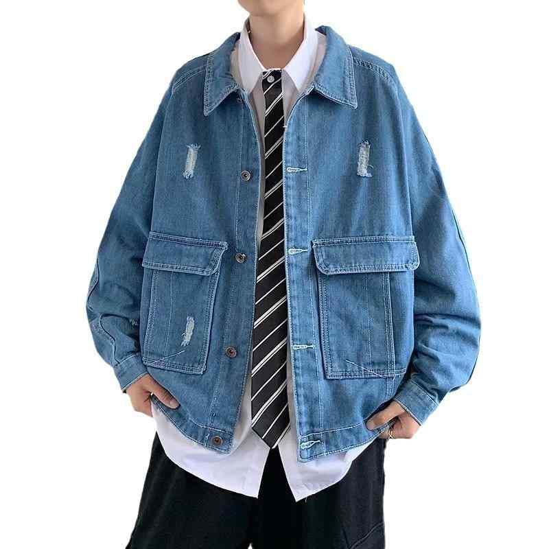 ジャケット 男性用 デニムジャケット ブルゾン Gジャン 春秋 アウター 長袖 ワークスタイル カジュアル ゆったり 防風 耐摩耗 ブルー