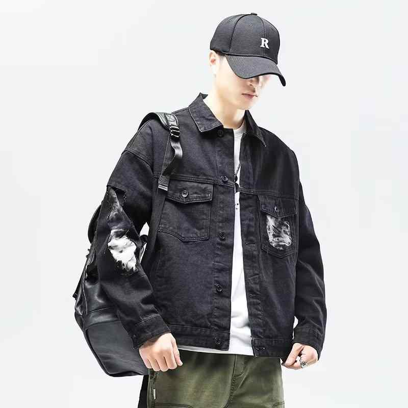デニム ジャケット メンズ 秋冬 接触冷感 防風 Gジャン ジャンパー ブルゾン アウター 男性用 黒