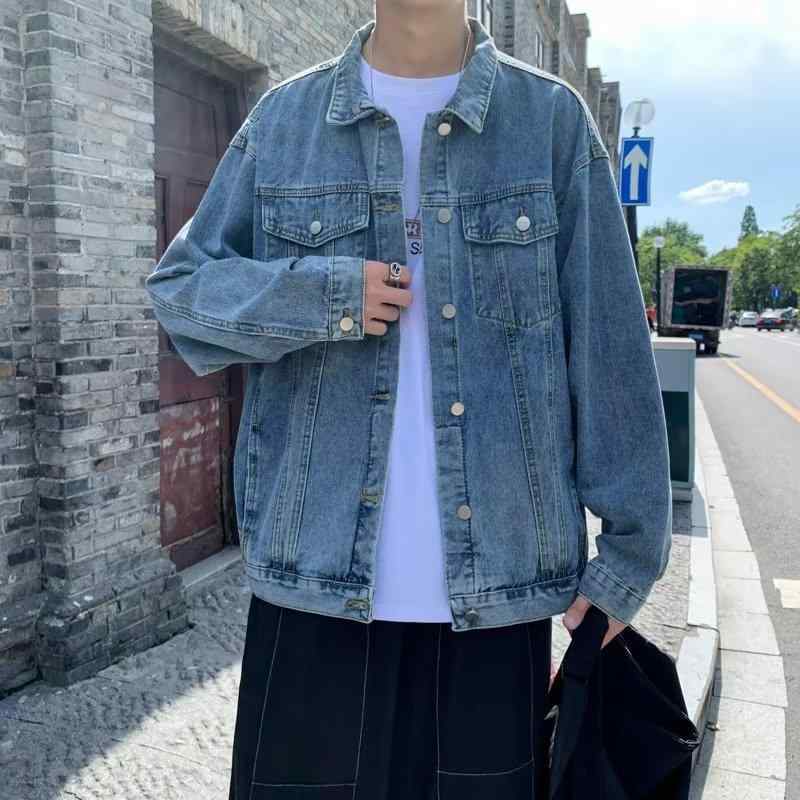 デニムジャケット メンズ Gジャン ブルゾン アウター カジュアル 男性用 春秋 ワークジャケット ゆったり 長袖 無地 ポケット