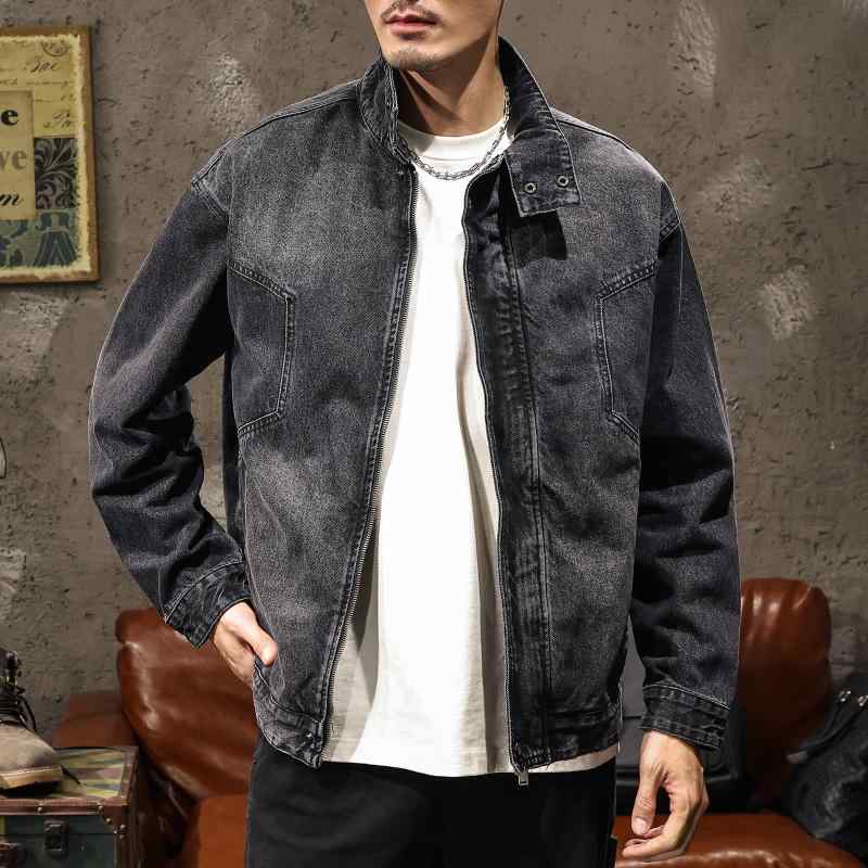 ジャケット 男性用 Gジャン デニム ブルゾン ライダース バイカー ワーク ブラック 耐摩耗 長袖 ルーズ ゆったり｜シャドーテール