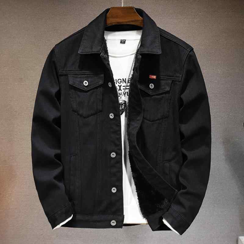 ジャケット 男性用 裏起毛 デニムジャケット ブラック Gジャン ブルゾン 防寒着 秋冬 ファッション カジュアル