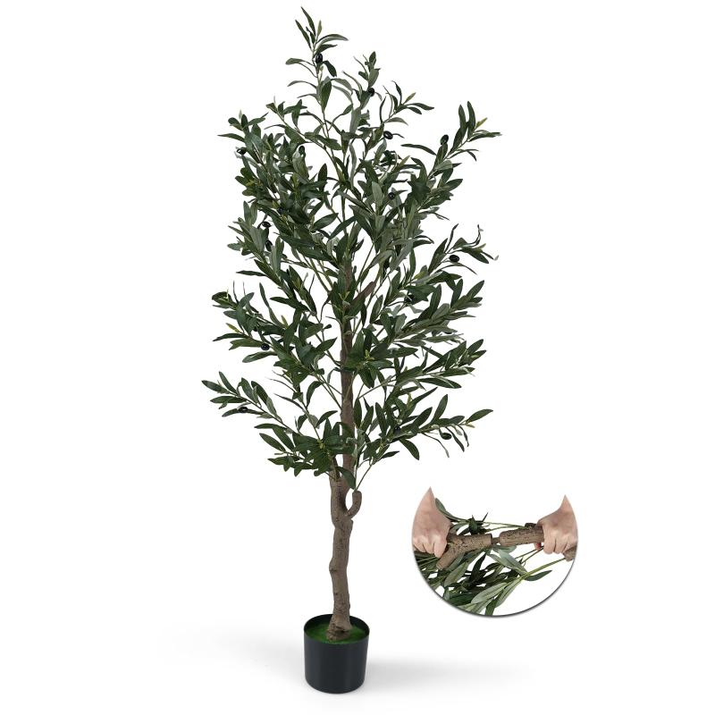 TANGKULA 観葉植物 フェイクグリーン オリーブの木 フェイク 植物 大型 人工観葉植物 造花 おしゃれ インテリア 室内用 屋外用 人工樹木 盆栽 水やり不要 枯れない 玄関 オフィス 商店街 幸願