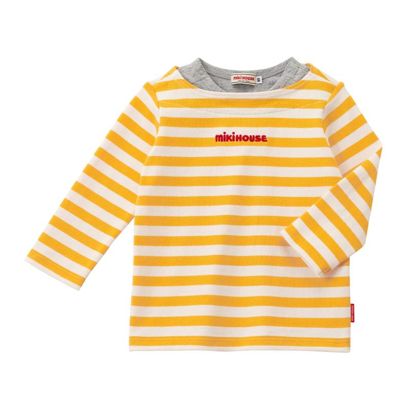 [ミキハウス] 長袖Ｔシャツ ボーダー 厚手 日本製 男の子 女の子 ベビー キッズ 子供服 通園 通学 10-5235-572