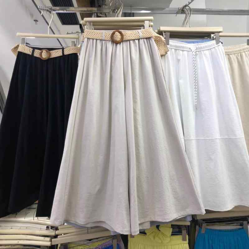パンツ レディース 9分丈 ワイドパンツ 春夏 リネン コットン 高腰 快適 伸縮性 リラックス ウェア カジュアル スタイル 白 黒 青 杏色 黄色