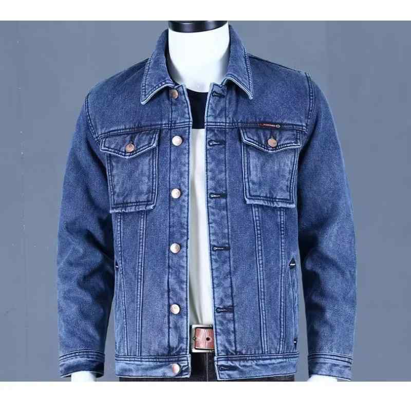 ジャケット 男性用 ブルゾン デニム Gジャン 春秋 冬 襟付き コットン ルーズフィット 青 ブルー