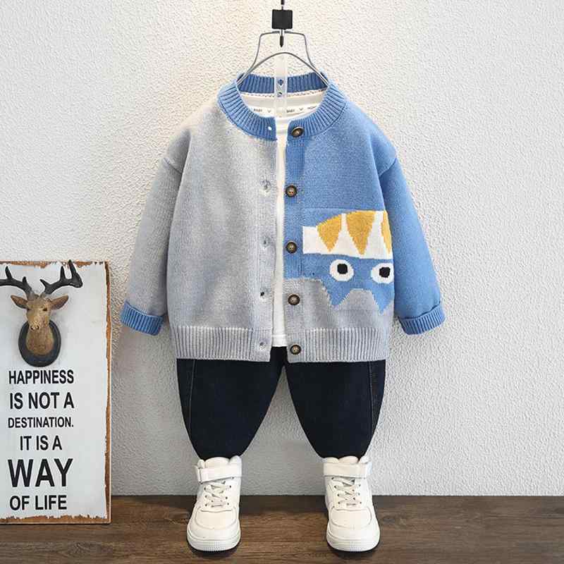 子供服 ニットカーディガン 男の子 春秋 トップス ニット 綿80% 柔らかい 肌触り 天ブルー