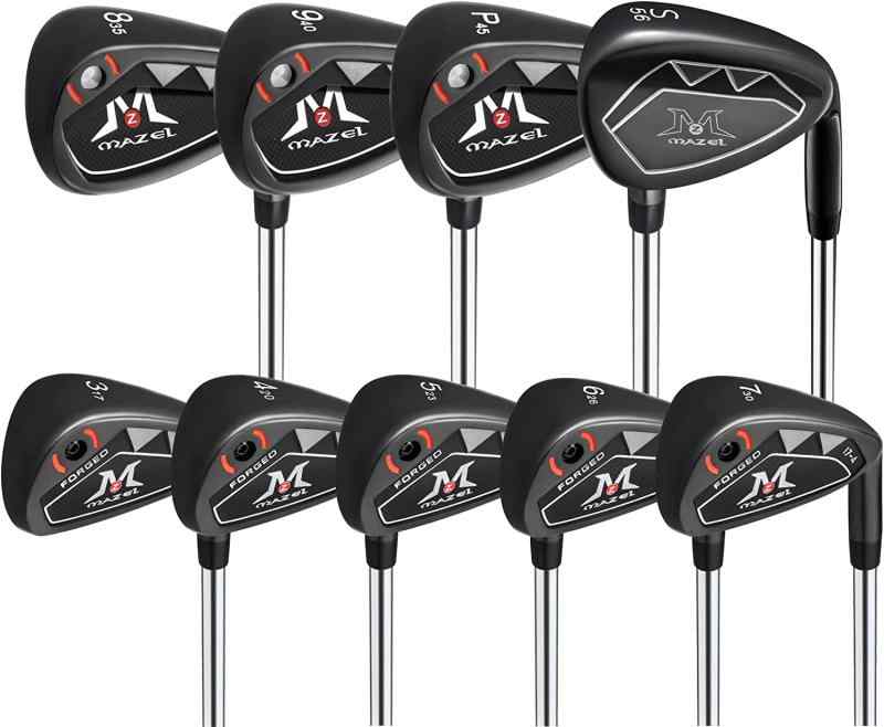 MAZEL (マゼル) FORGED ゴルフ クラブ アイアン スチールシャフト 9本セット または 1、2、3、4、5、6、7、8、9、PW、SW メンズ 右用 バッグなし・クラブのみ
