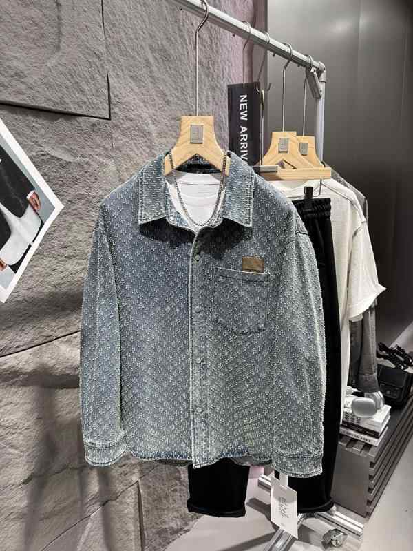 ジャケット 男性用 デニム 綿 ブルゾン 襟付き 黒/青 M/L/XL/2XL/3XL/4XL|シャドーテール