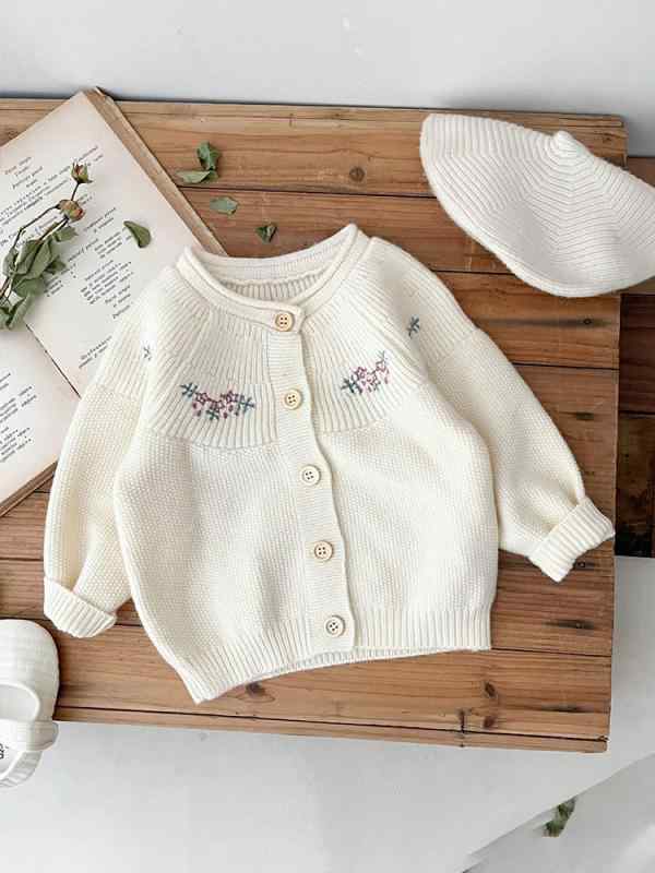 ベビー服 カーディガン 女の子 ニット 綿 刺繍 かわいい 韓国風 長袖 アウター 赤ちゃん 秋冬 百搭