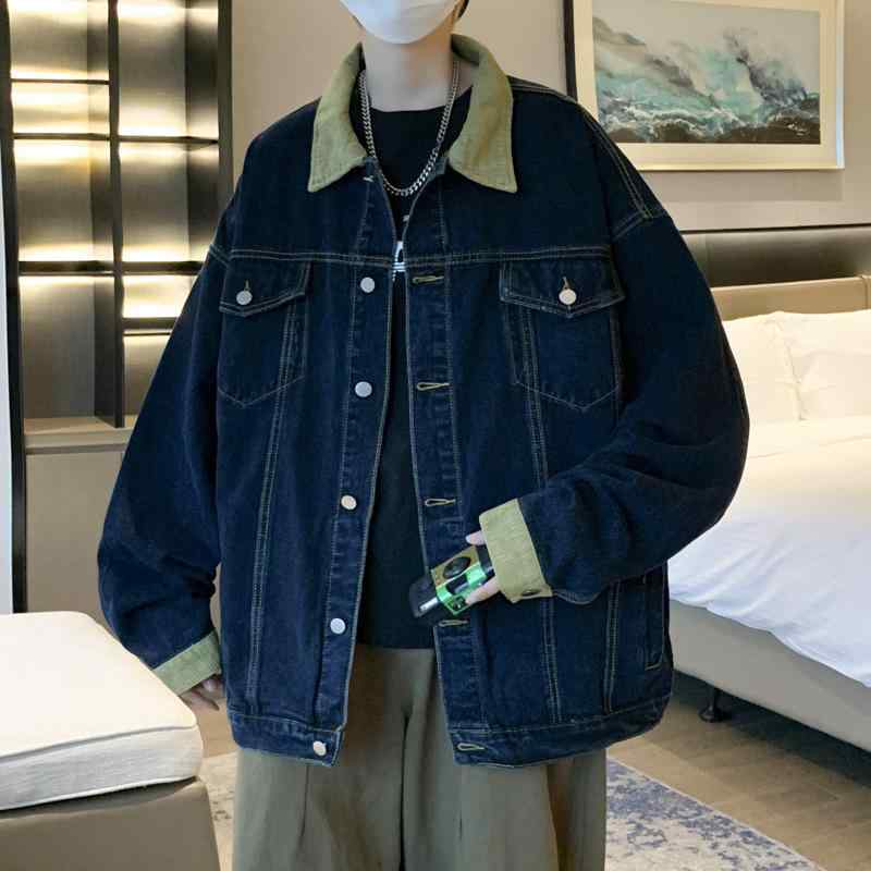 デニム ジャケット 男性用 春秋 ブルゾン レトロ ウォッシュ加工 防風 アウター 土黄色 深青色 淡青色