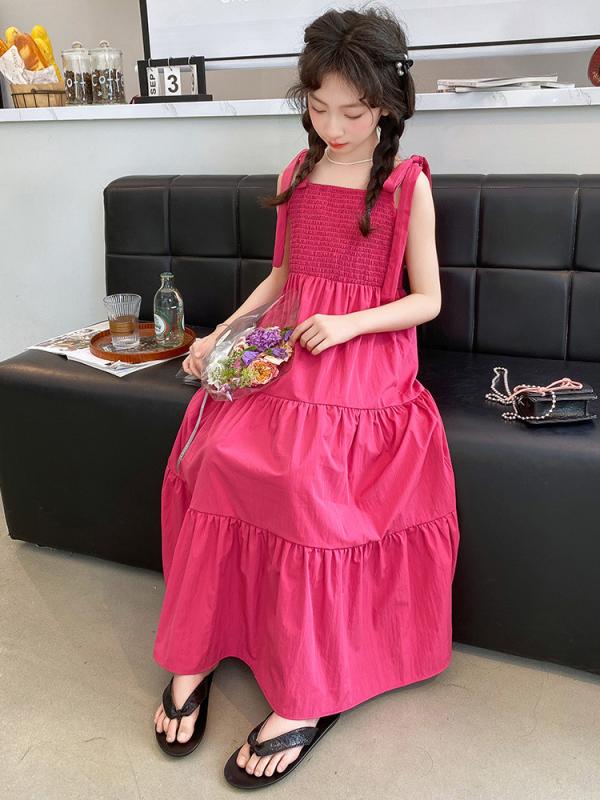 ワンピース キッズ 女の子 子供服 サマーワンピース ノースリーブ Aライン ロングワンピース リゾート 海 ビーチ 旅行 綿 かわいい おしゃれ 120cm 130cm 140cm 150cm 160cm 170cm ピンク系