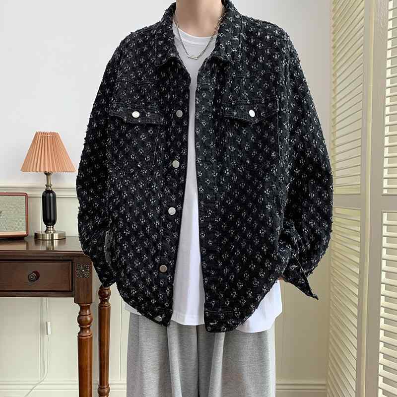 デニムジャケット 男性用 春秋 薄手 オールドスクール Gジャン アウター カジュアル ブラック ブルー S M L XL 2XL 3XL