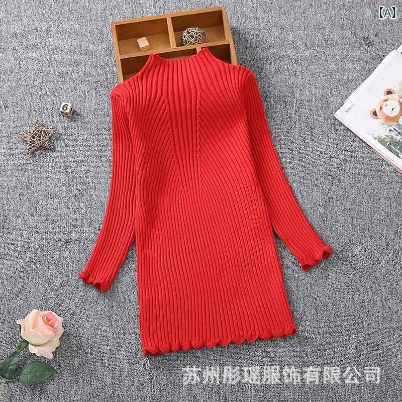 ニット・セーター キッズ 子供服 女の子 秋冬 厚手 裏起毛 トップス 長袖 ハイネック 無地 かわいい おしゃれ 普段着