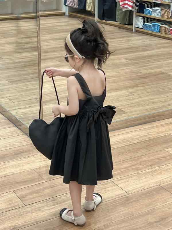子供服 ワンピース 女の子 夏 かわいい おしゃれ リゾート風 背中開き 蝶結び キャミソールワンピース プリンセス ベストワンピース コットン混紡 90 100 110 120 130 140cm