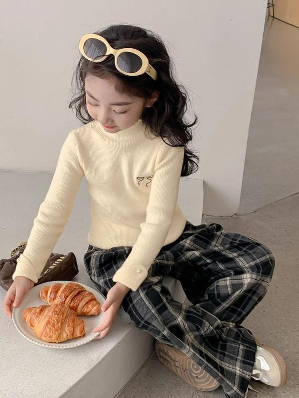 ニット・セーター キッズ 女の子 秋冬 厚手 ニット セーター 子供服 ハーフネック プルオーバー トップス 普段着 通園 通学 防寒 伸縮性 かわいい ベージュ ブラック系