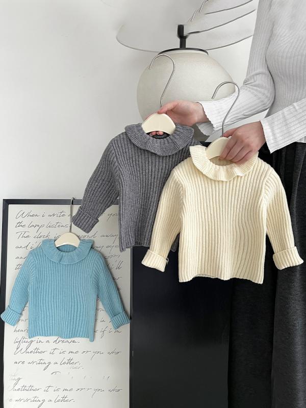 ニット ベビー服 秋冬 ニットトップス 長袖 セーター 丸首 幼児 かわいい 女の子 普段着 ベージュ系 グレー系 ブルー系 66 73 80 90 100