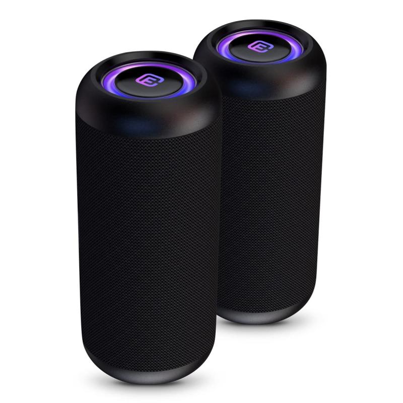 40s スピーカー Bluetooth 5.0 防水 ブルートゥーススピーカー 重低音 大音量 ステレオ 長時間 防塵 LED 光る ワイヤレス ポータブル ゲーミング 風呂 SDカード ハンズフリー 通話 TWS TF PC スマホ テ