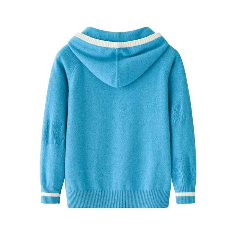 ちびっ子用 編み物 ジレー ボンネット付き添い人 純一無雑 カシミール プルオーバー 色彩設計 ラグラン袖 愛くるしい ジップアップ ニットアウター 秋冬 歳月 3歳 4歳 5歳 6歳 7歳 8歳 100珊 110珊 120珊 130珊 140珊