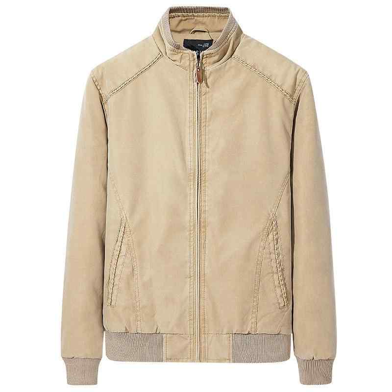 メンズ ジャケット 修身 立領 長袖 純綿 100% コットン 厚手 冬用 英倫風 シンプル レジャー ファッション トレンド ロンドンスタイル 青年向け ジップアップ 無帽 ソリッドカラー 直裾 ロブヘム サイドポケット タイダイ加工 ミッドレングス