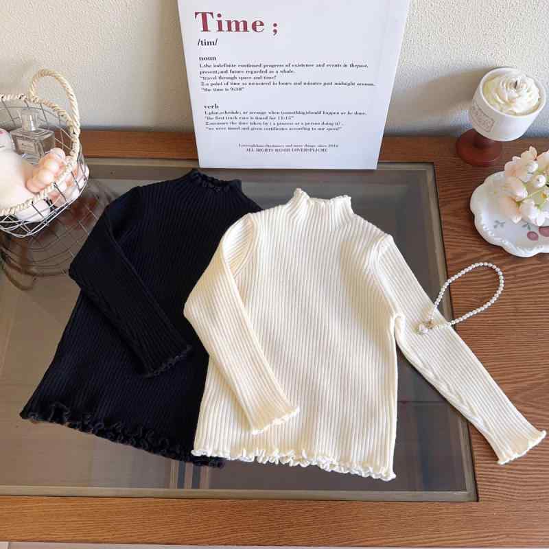 ニット セーター ガールズ キッズ 女の子 子供服 トップス 冬服 長袖 90 100 110 120 130 140 ベージュ ブラック かわいい おしゃれ 防寒