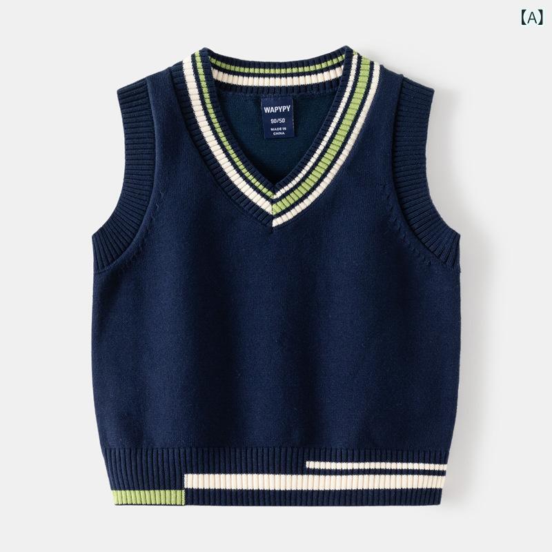 子供服 ニット ベスト Vネック コットン混紡 セーター 春秋 男女兼用 ボーイズ ガールズ 幼児 小学生 90cm 100cm 110cm 120cm 130cm 4,477円
