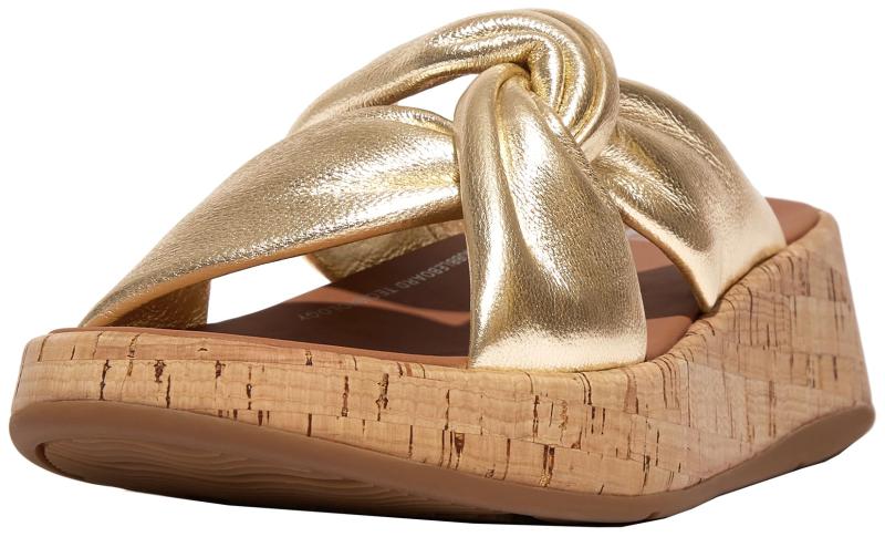 fitflop(フィットフロップ) レディース F-MODE LEATHER-TWIST FLATFORM SLIDES (CORK WRAP)サンダル
