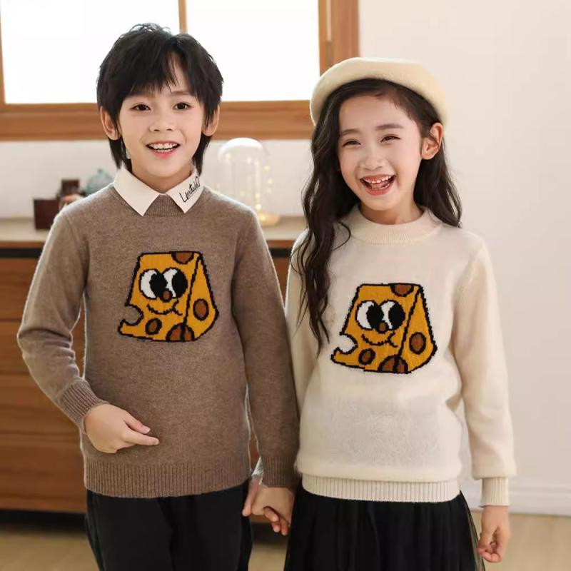 編み物 キッズ ティーシャツ 秋冬 小わっぱ服 羊毛100% 長袖 トップス 丸首 愛くるしげ お坊っちゃん 御嬢さん 普段使い走り 防寒 伸縮性 通園 通学 青 紫