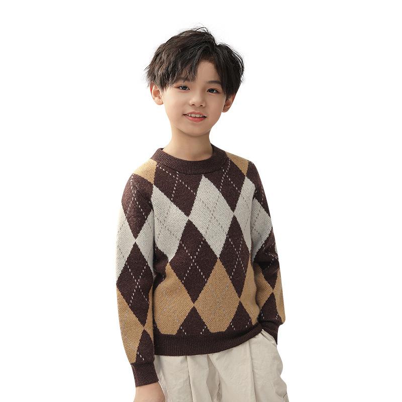 赤ちゃん服 編み物・スウェーター 秋冬 透かし彫り柄 朦々たる 羊毛 男女兼用 ラウンド素っ首 絨毛 ?松 ティーシャツ