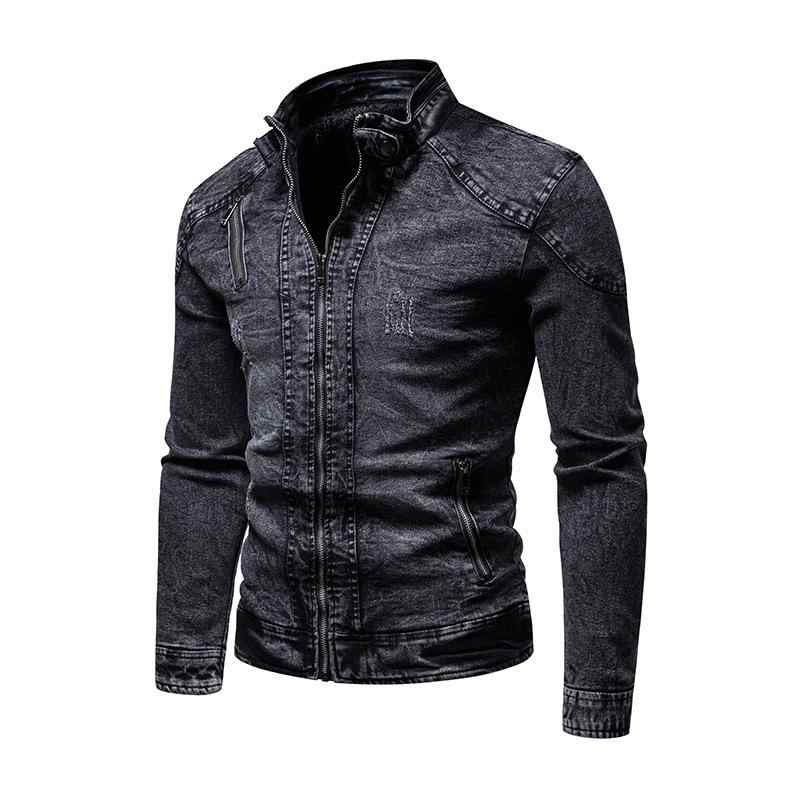 ジャケット メンズ 男性用 デニムジャケット Gジャン ブルゾン スリムフィット コットン 立襟 秋服 黒 ブラック系 青 ブルー系 多ポケット