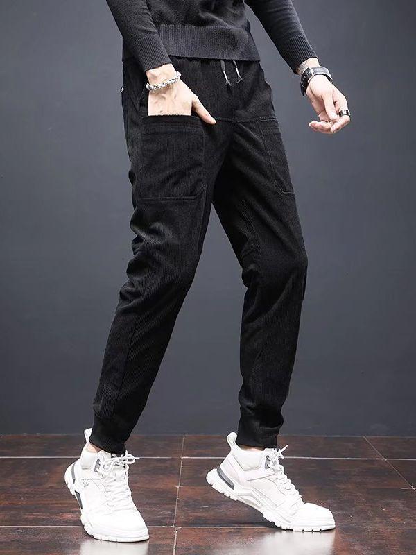 パンツ メンズ カーゴパンツ 秋冬 ワークパンツ ゆったり ストレート 厚手 伸縮性 ウエストゴム 普段使い ブラック グレー ベージュ