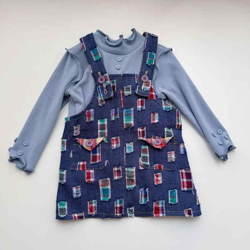 ワンピース 女児 春物 デニム ジャンパースカート トップス セット 綿100% 80cm 90cm 100cm 110cm 120cm 130cm かわいい 韓国版