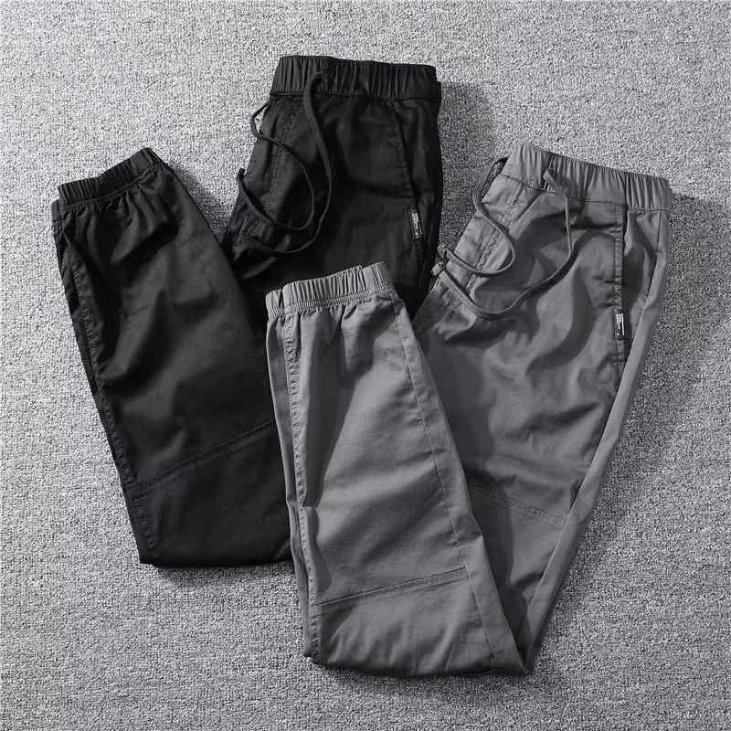 メンズ カーゴパンツ ジョガーパンツ イージーパンツ 男性用 9分丈パンツ カジュアルパンツ テーパードパンツ リラックスパンツ 無地 ポリエステル カーキ ブラック グレー