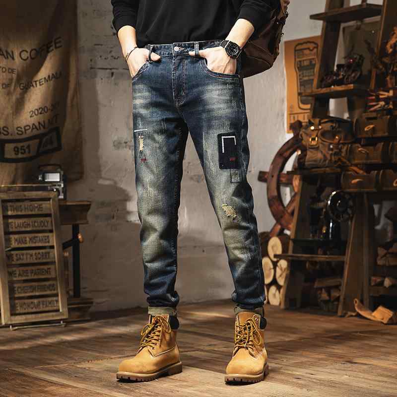 デニム メンズ 男性用 ジーンズ ストレート ダメージ ウォッシュ加工 伸縮性 ジーパン ズボン パンツ 中厚手