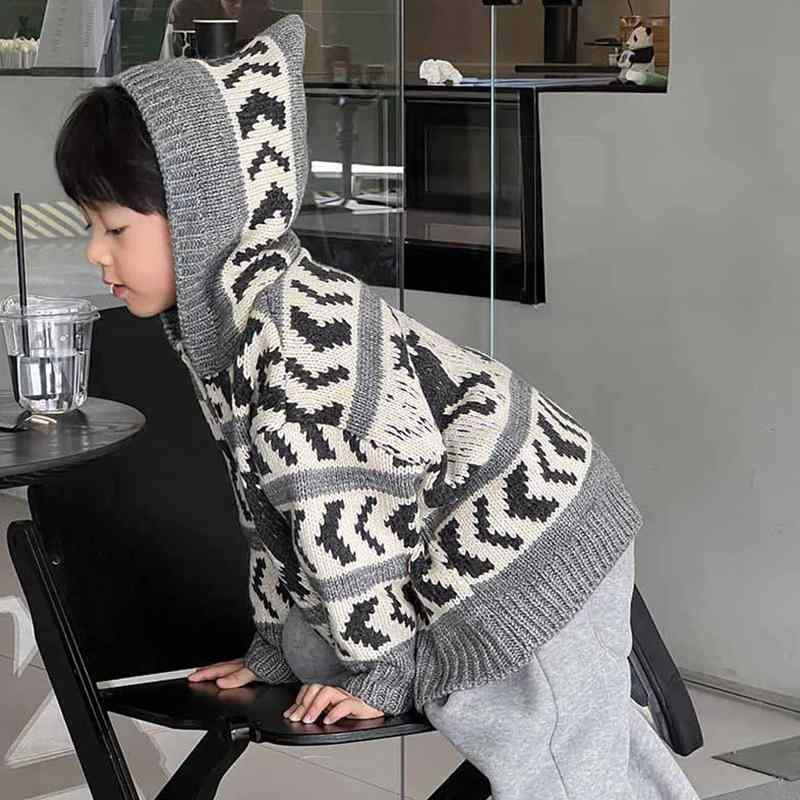 ニット 子供服 男の子 韓国風 おしゃれ かわいい パーカー カーディガン 春秋 薄手 ニット アウター トップス ボーイズ 幼児 小学生 普段着