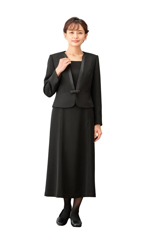 （マーガレット) M481 ブラックフォーマル レディース 喪服 アンサンブル ロング丈 前開き ワンピース 礼服 冠婚葬祭